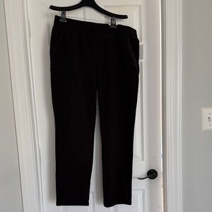 Black Pull-On Slim Leg French Terry Pant mid-rise